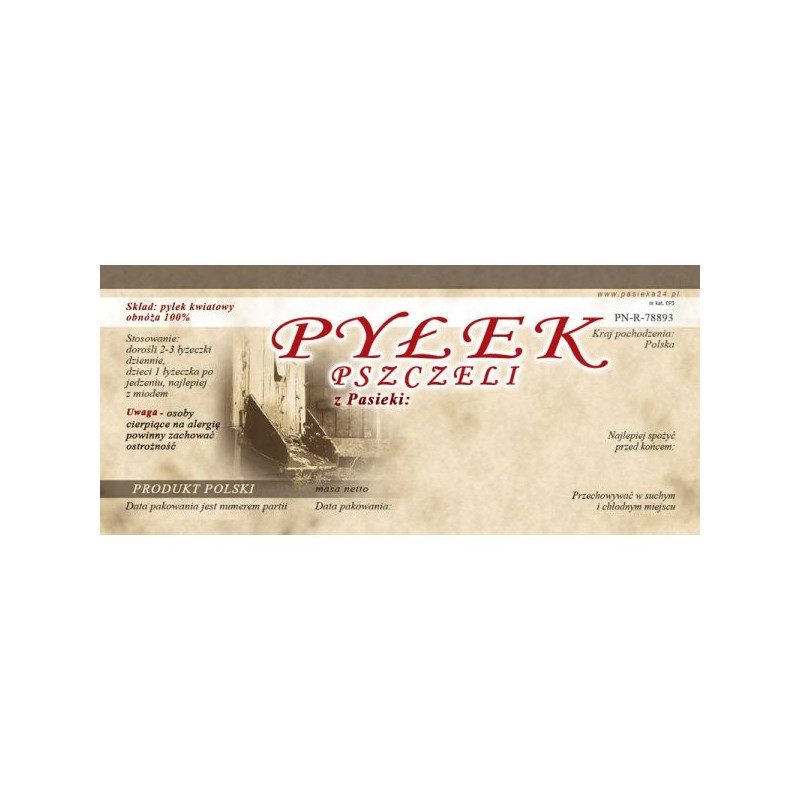 Etykieta na pyłek kwiatowy – PASIEKA