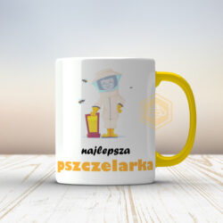 Kubek z nadrukiem żółty – najlepsza pszczelarka