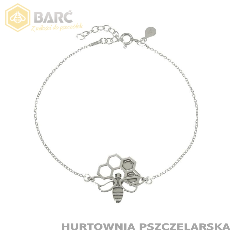 Gadżet pszczelarski bransoletka pszczoł na plastrze srebro 925