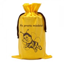 Woreczek ekologiczny żołty 900ml – Pszczółka i napis