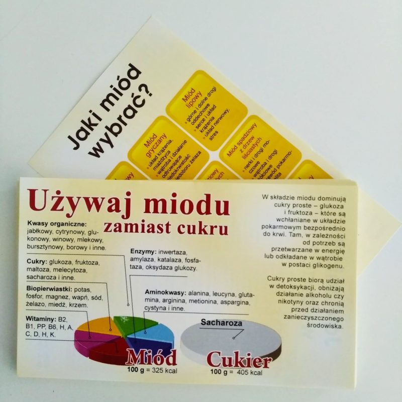 Ulotka” Używaj miodu zamiast cukru” 20 szt.