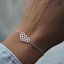 Gadżet pszczelarski bransoletka plaster miodu – srebro 925