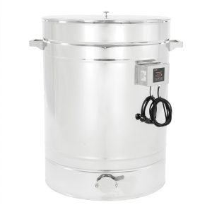 Odstojnik nierdzewny z płaszczem grzewczym 200L, 230V, dno stożkowe – PREMIUM – ŁYSOŃ