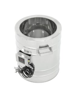 Odstojnik nierdzewny z płaszczem grzewczym 50L, 230V, dno stożkowe – PREMIUM – ŁYSOŃ