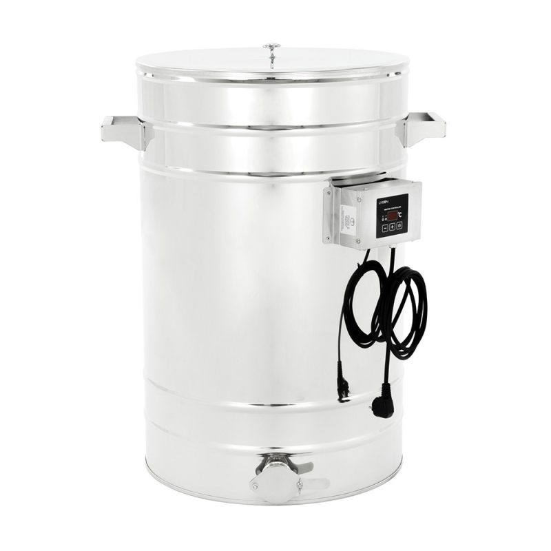 Odstojnik nierdzewny z płaszczem grzewczym 70L, 230V, stożkowe dno – PREMIUM – ŁYSOŃ Odstojnik nierdzewny z płaszczem grzewczym 70L, 230V, stożkowe dno – PREMIUM – ŁYSOŃ