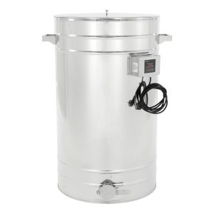 Odstojnik nierdzewny z płaszczem grzewczym 150L, 230V, dno stożkowe – PREMIUM – ŁYSOŃ