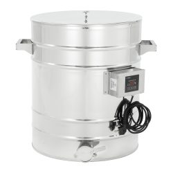 Odstojnik nierdzewny z płaszczem grzewczym 50L, 230V, dno stożkowe – PREMIUM – ŁYSOŃ