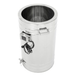 Odstojnik nierdzewny z płaszczem grzewczym 150L, 230V, dno stożkowe – PREMIUM – ŁYSOŃ