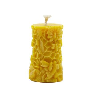 Świeca woskowa - Walec mały zdobiony w kwiaty